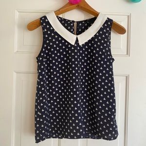 Forever 21 Navy and White Sailboat Top Size Small